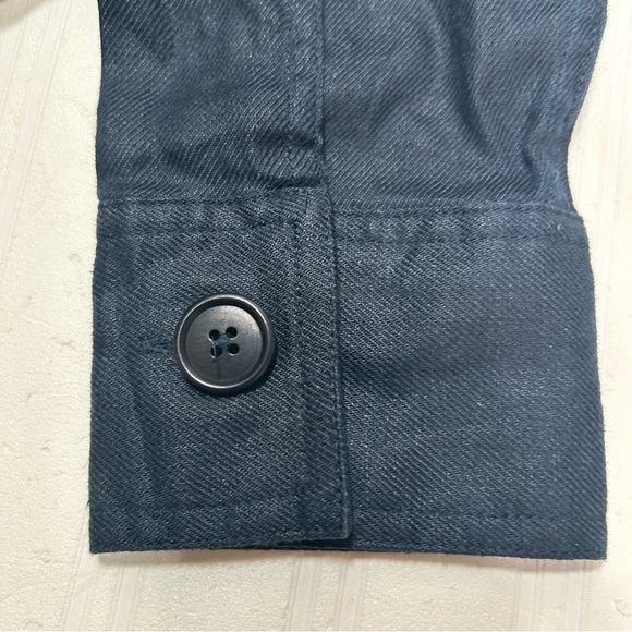 Lauren Ralph Lauren Dark Navy Blue 100% Linen Hooded Jacket Size Petite Small - Picture 11 of 11